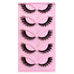 5pair /Set Pink Fox Full-Length Fox-Eye Cat-Eye False Eyelashes Voluminous Curled Realistic Fox-Style Lashes, F04, KZ04, XF01, F01, KY01, XF03, KZ02, KZ09, KY02, 609