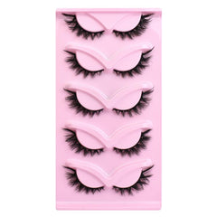 5pair /Set Pink Fox Full-Length Fox-Eye Cat-Eye False Eyelashes Voluminous Curled Realistic Fox-Style Lashes, F04, KZ04, XF01, F01, KY01, XF03, KZ02, KZ09, KY02, 609
