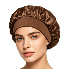 Adjustable Women Shower Cap Wide Brim Sleep Cap For Chemotherapy Hair Care