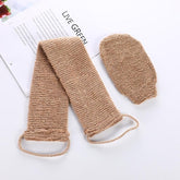 Heavy-Duty Bath Scrubber Double Sided Thickened Back Scrubber, Jute Brown Back Comb+Gloves