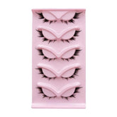 5pairs Fox Eye Slanted Voluminating False Eyelashes, End Extended Black Stem Stage Makeup Lashes, AQ-02