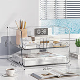 Desktop Stackable Acrylic File Storage Rack, Large-Capacity Book Shelf For Bedroom & Living Room, Extended & Raised 2 Layer, Extended & Raised 3 Layer, Extended & Raised 4 Layer, Extended & Raised 5 Layer