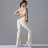 Long Yoga Backless Hip Lift Slimming Wide-leg Bodysuit, M