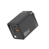 65W GaN Wall Charger With Built-In Retractable USB-C Cable 3-Port Fast Charging Block, US Plug, EU Plug, UK Plug
