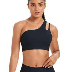 One-Shoulder Backless Sports Bra For Running Fitness And Yoga, S