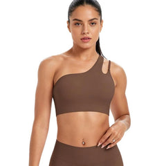 One-Shoulder Backless Sports Bra For Running Fitness And Yoga, M