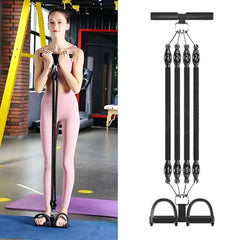 Multifunctional Sit-Up Assist Foot Pedal Resistance Band, Shoulder Opening & Back Shaping Shoulder Trainer, Black 2 Tubes, Black 3 Tubes, Black 4 Tubes, Purple 2 Tubes, Purple 3 Tubes, Purple 4 Tubes