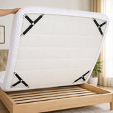4pcs /Pack Bed Sheet Fasteners 3-Way Triangle Sheet Straps Adjustable Elastic Mattress Sheet Holder Straps with Metal Clips & Fabric Protectors
