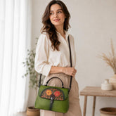 Top-Grain Cowhide Embossed Vintage Hand-Rubbed Color Handbag