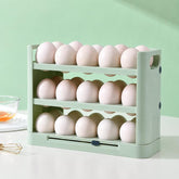 30 Eggs Holder for Refrigerator Door, 3-Tier Flip-Up Egg Storage Container with Sliding Date Tracker, Clear Space-Saving Egg Dispenser Rack