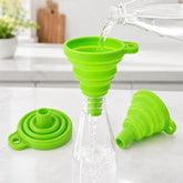 3pcs /Pack Food-Grade Silicone Collapsible Funnel Portable Folding Telescopic Funnel For Kitchen & Household Liquid Dispensing, Green