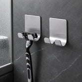 2pcs /Pack Adhesive Stainless Steel Razor Holder for Shower Wall No-Drill Shaver Hanger Utility Storage Hook Multi-Purpose Wall Organizer