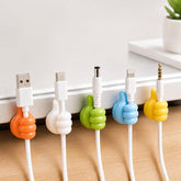 10pcs /Pack Thumbs Up Wall Hooks Cute Adhesive Cable Clips Cord Organizer Multipurpose Desktop Utility Finger Hanger, Random Color
