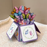 3D Pop-Up Box Butterfly Greeting Card Purple Butterfly Blessing Card