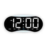 Curved LED Digital Wall Clock Large Display Desk Clock with Ambient Night Light, Day Date Temperature Dimmable for Bedroom Office