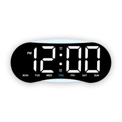 Curved LED Digital Wall Clock Large Display Desk Clock with Ambient Night Light, Day Date Temperature Dimmable for Bedroom Office