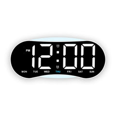 Curved LED Digital Wall Clock Large Display Desk Clock with Ambient Night Light, Day Date Temperature Dimmable for Bedroom Office