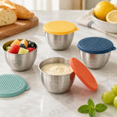LsCook 4pcs Mini 304 Stainless Steel Portable Dip Seasoning Container 80ml With Lid Bear Dish