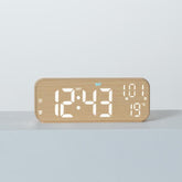 Modern LED Digital Desk Clock with Temperature Date, Silent Alarm Clock with Dual Alarm, 5801 Yellow Wood Grain, 5801 Grey Fabric, 5802 Yellow Wood Grain, 5802 Grey Fabric