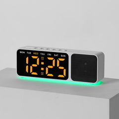 Bluetooth Speaker Digital Alarm Clock with Night Light Large LED Display Clock with Date, Dimmer and Dual Snooze Alarms