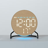 Aesthetic LED Digital Desk Clock Bedside Alarm Clock With Bottom Ambient Light, Countdown Timer, Date And Temperature