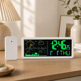 Wireless Weather Station Clock with Outdoor Sensor Digital Wall Clock Barometric Local Weather Forecast Bedside Alarm Clock