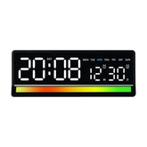 LED Digital Alarm Clock with Sound-Activated RGB Light Large Display with Date/Day/Temperature Support USB Output