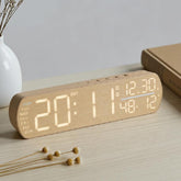 LED Digital Alarm Clock With Temperature Display DST Dual Alarm, 6665A Wood Grain, 6665B Fabric Texture, 6686A Wood Grain, 6686B Fabric Texture