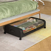 Underbed Storage Containers With Wheels Rolling Under Bed Organizer With Clear Lid