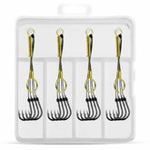 LINNHUE 4pcs /Box Carp Fishing Hooks Hand Tied High Carbon Steel Chinu Hooks With Bait Spring, No. 0.3, No. 0.5, No. 0.8, No. 1.0, No. 2.0