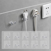 10pcs Adhesive Badminton Racket Wall Hooks No Drill Tennis Racquet Holder Waterproof Power Plug Organizer