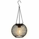 Solar Hanging Lanterns Outdoor Metal Garden Decorative Lights, Black Mesh Ball, Round Cage, Cylindrical Cage