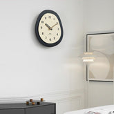 wozoom Modern Oval Wall Clock Silent Non Ticking Walnut Wood Pendulum Decorative Timepiece, Minimalist Medium, Minimalist Large, Swinging Medium, Swinging Large