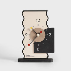 wozoom Geometric Desk Clock Silent Acrylic Table Clocks For Bedroom Living Room Decor, Digital Cream Orange, Digital Cream Black, Simple Cream Orange, Simple Cream Black, Digital With Second Hand Cream Orange, Digital With Second Hand Cream Black