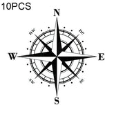 10pcs Art Design Vinyl NSWE Compass Car Stickers Decals Black/Silver, 10 PCS White + Black, 10 PCS Black + White