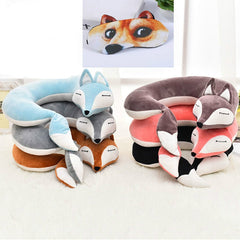 Lovely Fox Animal Cotton Plush U Shape Neck Pillow for Travel Car Plane Travel, 30x30x8cm