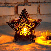 Christmas Decor Moroccan Candlestick Candles Five-pointed Star Colorful Candlestick, Five-pointed Star
