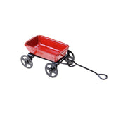 1:12 Mini Cute Dollhouse Miniature Metal Red Small Pulling Cart Garden Furniture Accessorie Toy For Home Decor Gift, Red Small Pulling Cart