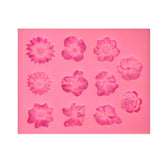 Fondant Cake Silicone Mold Chocolate Mold DIY Trumpet Flower Sun Flower Baking Decoration, Sun Flower Shape(Pink), Sun Flower Shape(Gray)