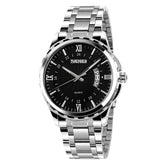 SKMEI 9069 Multifunctional Outdoor Fashion Business Waterproof Silver Shell Quartz Wrist Watch