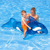 Summer Water Fun Inflatable Blue Whale Shaped Pool Ride-on Swimming Ring Floats, Size: 151*117cm, Blue Whale