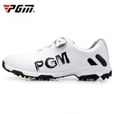 PGM Golf Rotating Buckle Waterproof Microfiber Leather Breathable Non-slip Sneakers for Men(Color:White Green Size:45), 39, 40, 41, 42