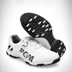 PGM Golf Rotating Buckle Waterproof Microfiber Leather Breathable Non-slip Sneakers for Men(Color:White Green Size:45), 39, 40, 41, 42