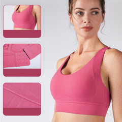 No Trace Buckle Peach Chest Line Yoga Sports Vest (Color:Palm Court Size:XL), L, XL