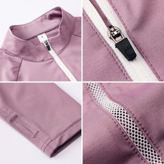 Autumn And Winter Fitness Running Yoga High Elastic Tights Quick Drying Stand Collar Sweater (Color:Pink Size:XL), S, M, L