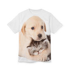 Puppy and Kitten Cuddle All-Over Print Tee