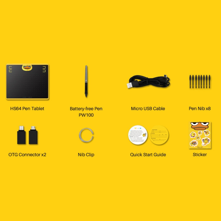 HUION HS64 Chips Special Edition 5080 LPI Art Drawing Tablet with Battery-free Pen for Fun, HS64