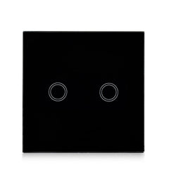 86mm 2 Gang Tempered Glass Panel Wall Switch Smart Home Light Touch Switch with RF433 Remote Controller, AC 110V-240V, 86mm 2 Gang/Black