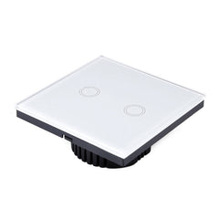 86mm 2 Gang Tempered Glass Panel Wall Switch Smart Home Light Touch Switch with RF433 Remote Controller, AC 110V-240V, 86mm 2 Gang/Black