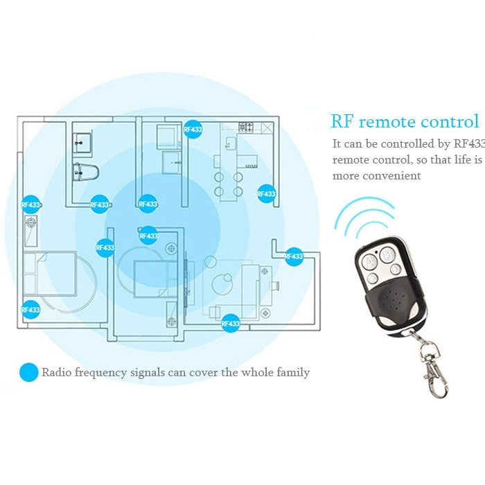 86mm 2 Gang Tempered Glass Panel Wall Switch Smart Home Light Touch Switch with RF433 Remote Controller, AC 110V-240V, 86mm 2 Gang/Black